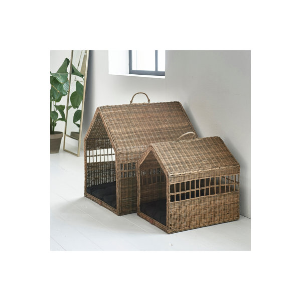 Rivièra Maison Brown Rattan Dog House | Wayfair - Rattan Corner Dog House For Small Dogs